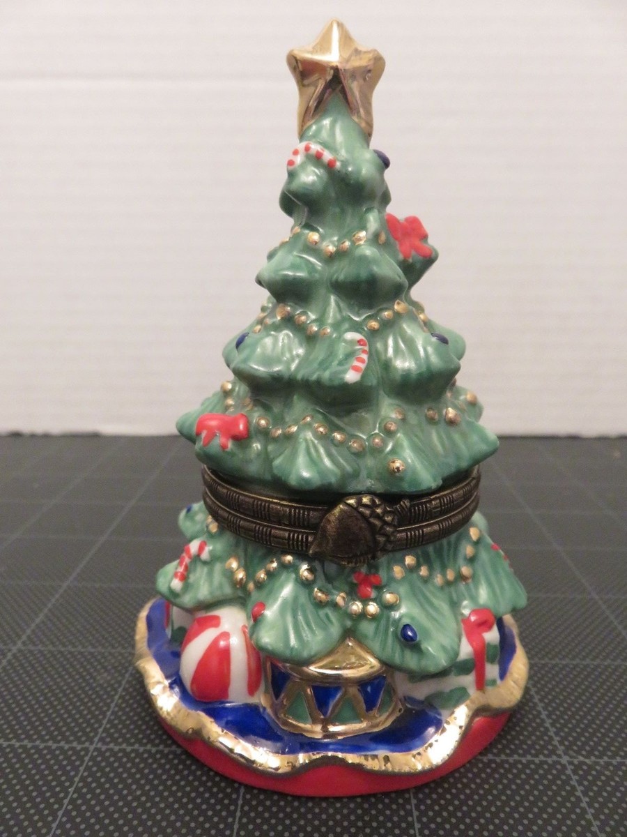 Porcelain Christmas Tree Treasure Box Classic Collectibles