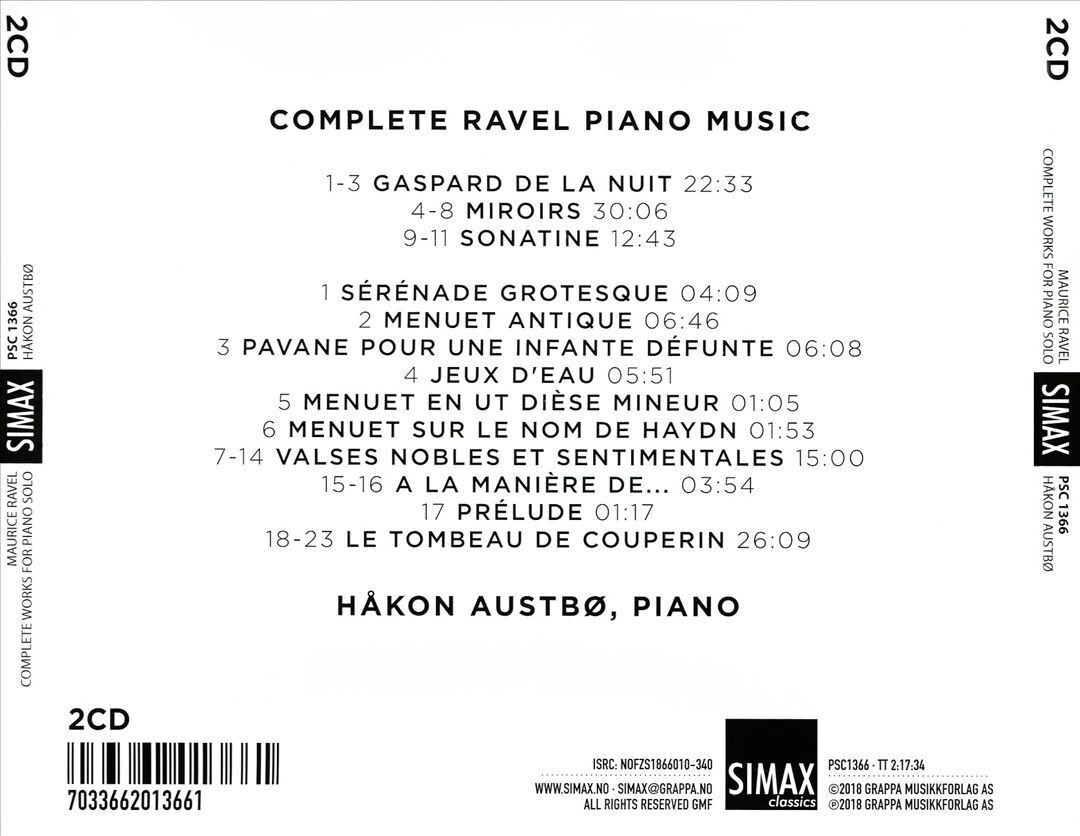 Hakon Austbo Maurice Ravel Complete Piano Solo Works New CD