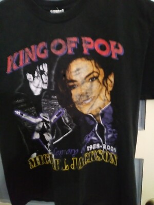 King Of Pop Michael Jackson In Memory 1958-2009 Black Large Shirt