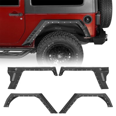 4Pcs Black Steel Front & Rear Fender Flares for Jeep Wrangler JK