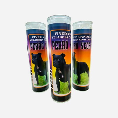 3x Set, veladora Perro Negro Para Limpias y Curaciones, Rituales de Santeria