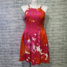 Vince Camuto Womens Plus 14 Pink Orange Floral Fit & Floral Mini Dress Summer