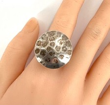 Vintage Sterling Silver Filigree Hammered Ring Size 9