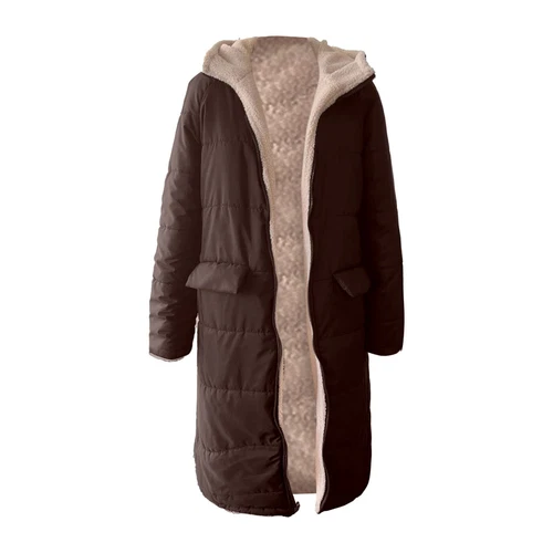 Women Winter Long Parka Quilted Knee Coat Hooded Ladies Warm Padded Jacket - Bild 12 von 45