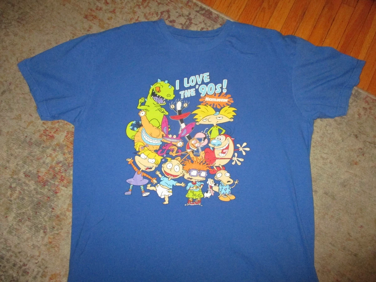 I LOVE 90 s NICKELODEON T SHIRT Retro Ren Stimpy Hey Arnold Rugrats Adult XL