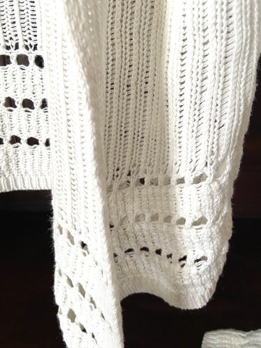 delia*s White Loose Knit Crochet Sleeve Sweater Cardigan Ladies Medium M - Picture 4 of 10