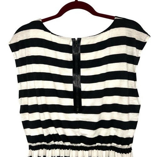 Alice + Olivia schwarz & weiß Streifen Jersey Strick ärmellos Minikleid Large - Bild 4 von 15