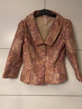 Eleganter Damenblazer Swing Gr. 36 Rosé Gold Blumen Brokat Festlich Vintage