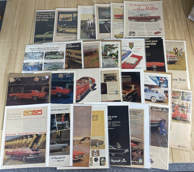 VTG Lot 27 Car Ads  50 s-1970 s Chrysler Plymouth Ford AMC Chevy Plastic Covers