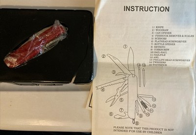 NIB Vintage Hanig & Company Multi-tool For Your Pocket -Red-w/ Paperwork And Box