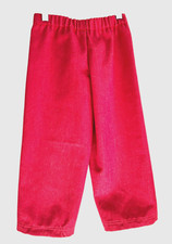Handmade kid's unisex size 3/4 pull on elastic waist denim pants solid red
