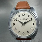 Seiko Unistar Watch Men 35mm White Dial Silver Tone Manual Wind 6640-8010 Runs