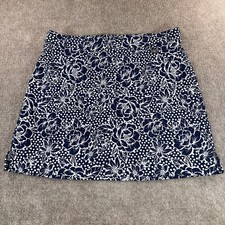 Rafaella Comfort Navy Blue White Floral Polka Dot Skort Small Pull On Activewear