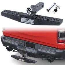 TLAPS 2" Drop Hitch Step+Ball Mount w/2" Tow Receiver Textured Blk For Dodge Ram