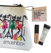 smashbox MAKEUP BAG + CLASSIC PRIMER & LIP GLOSS 3 Piece set NEW