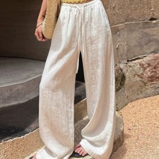 Loose-fitting Casual Cotton-linen Viscose Wide-leg Pants women sports