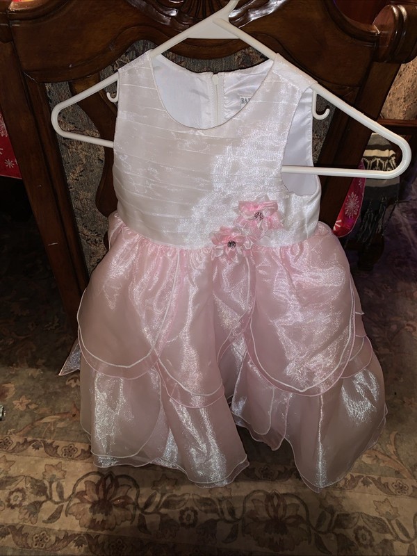 Girls Formal Easter Wedding Dress Pink & White Girls Size 4T  25’