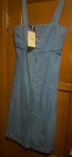 NWT Sezane Loda Denim Midi Dress Size FR 36 US 4 Blue Button Front Tank Sundress