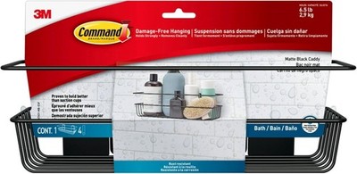 Shower Caddy Matte Black with Water Resistant  Strips Bathroom Organizer