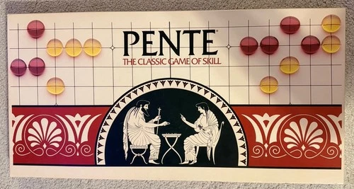 Vintage PENTE The Classic Game of Skill Parker Brothers Complete Glass Stones