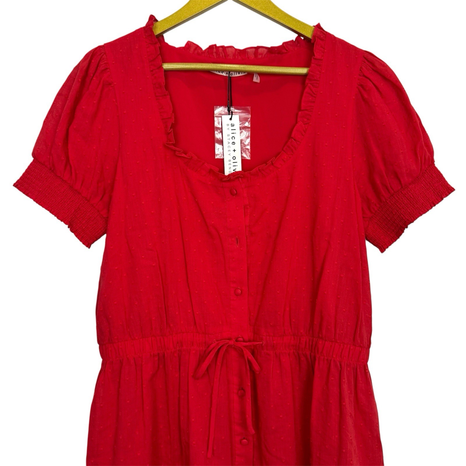 Alice + Olivia Button Down Mini Dress Size 14 Coquette Milkmaid Holiday NWT