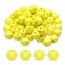 50pcs 16mm Yellow Geometric Wood Beads 3.3mm Large Hole for Jewelry Making