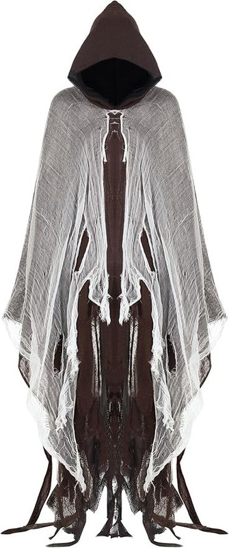 Adult Halloween Grim Reaper Costume Scary Cloak Witch Hooded Cape Cosplay Prop