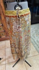 Vintage Nulon Silk Maxi Skirt Beaded Waist Sequins Boho L/G silk boho vintage