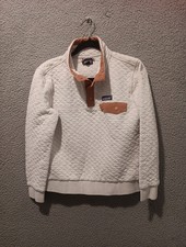 Patagonia Organic Cotton Quilt Snap-T Pullover Sweater Women's Small Grey Peach