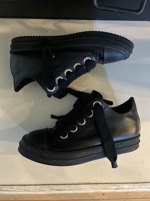 Rick Owens Triple Black Jumbo Lace Low Tops