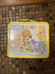 VINTAGE 1985 Metal Yellow Care Bears Cousins Lunch Box - Aladdin Industries
