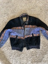 Vintage Adler Aztec Southwestern All Leather Full Zip Bomber Jacket Size XL