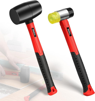 2 Piece Rubber Hammer Set 450g Rubber Mallet And 40Mm Double Sided Soft Mallet