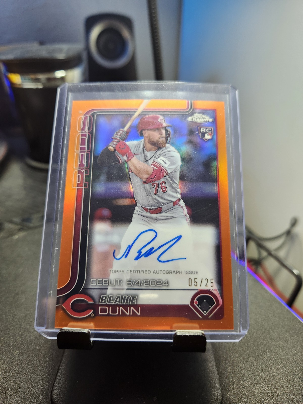 2025 Topps Chrome Blake Dunn Rookie Auto Orange Refractor /25 RC Cincinnati Reds