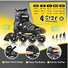 Inline Skates for Boys 4 Size Adjustable Lightup Wheels Skates for Kids Beginner