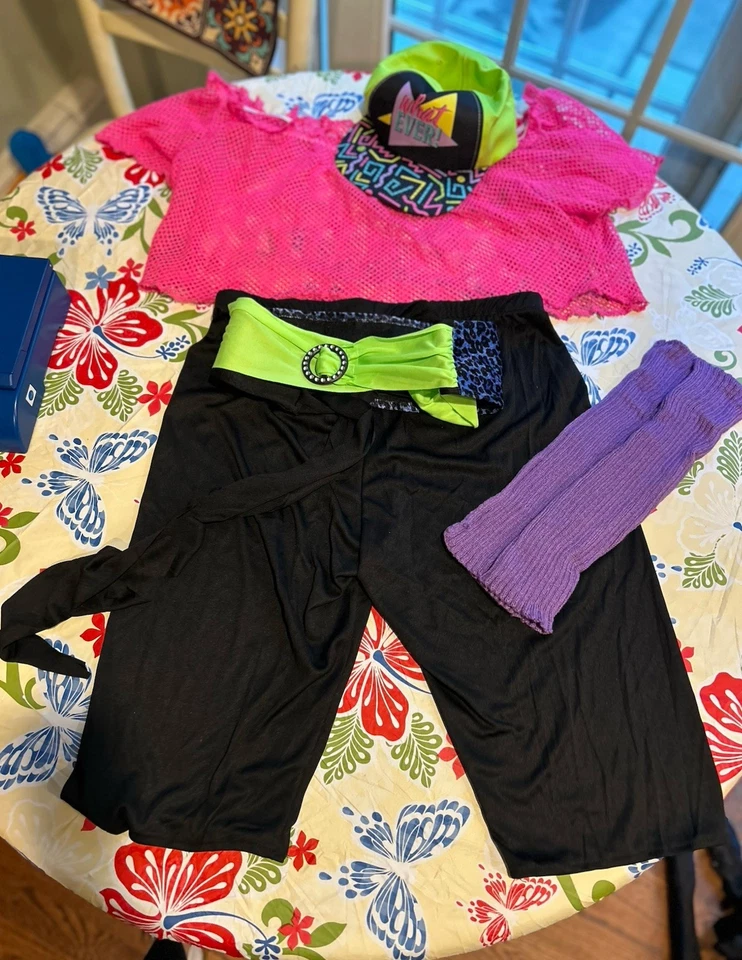 80-е Костюм и Аксессуары Неоновые Подогреватели Ног Перчатки, Повязки на Голову, Рыбная Сеть, Кружево, Шляпа - Изображение 2 из 4