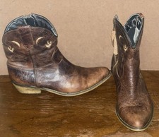 DINGO Vintage Size 7M Women Western Side Zip Brown Leather Cactus Boots DI692