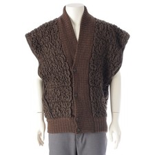 ISSEY MIYAKE MEN 80s 1984 Brush tag sleeveless knit Blouson Jacket Brown F
