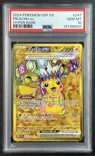 PIKACHU EX PSA 10 2024 POKEMON SURGING SPARKS #247/191 HYPER RARE 8031