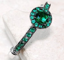 2CT Treated Emerald 925 Solid Sterling Silver Ring Jewelry Sz 6,7,8,9 MR2