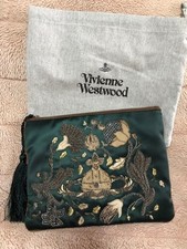 Vivienne Westwood Dolly Satin Clutch Bag Green Beaded Embroidery FA ZFA