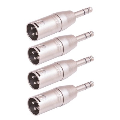 Smithok 4 Pack 1/4'' TRS to XLR Adapter, Balanced Quarter Inch Small, Silver 