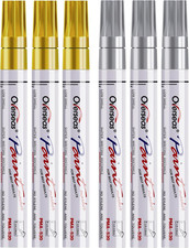Gold and Silver Paint Pens - 6 Pack Oil Based Metallic Permanent Markers, Medium