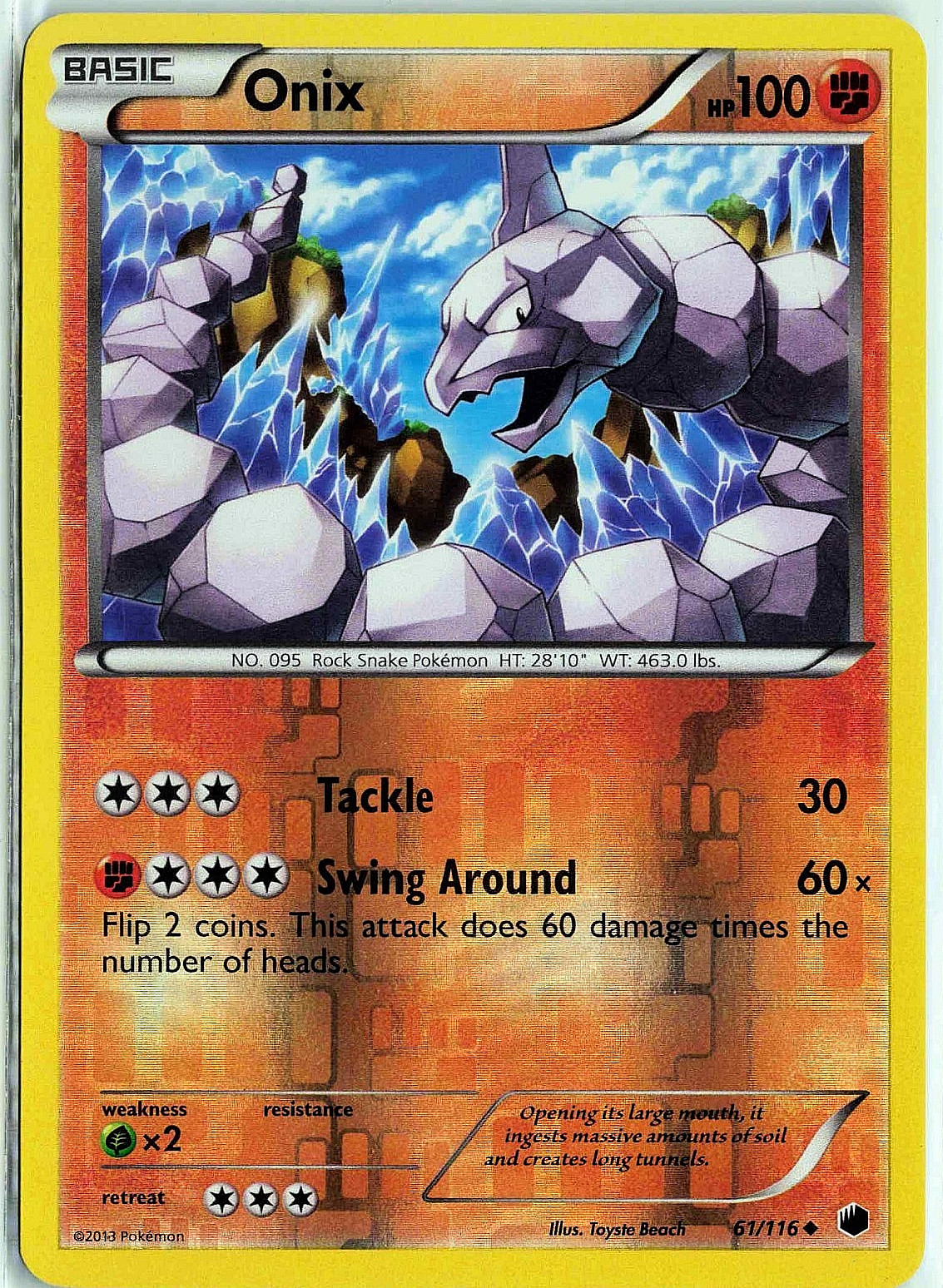 Onix - 61/116 Plasma Freeze Reverse Holo Pokemon Card LP