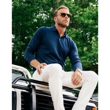 NWT Collars and Co Bellagio Three Button Long Sleeve Merino Polo 2XL Navy