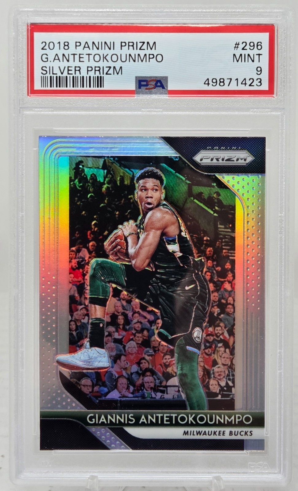 2018 Prizm Silver Refractor GIANNIS ANTETOKOUNMPO CARD PSA 9 MINT