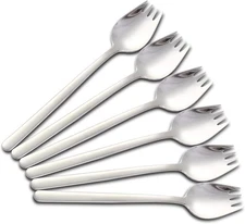 Metal Sporks Set of 6, 18/10 Stainless Steel Salad Spork Utensils, 7.9 Sliver 