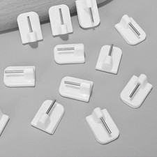 SELF ADHESIVE STICKY STICK-ON NET CURTAIN WIRE ROD END HOOKS FOR UPVC WINDOW 10P