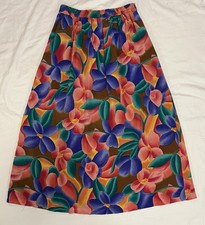 Vintage Avery Quinn 100 Silk Floral Midi Skirt Multicolor Vibrant Print Size 10