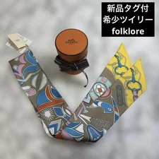 Hermes Scarf Twilly Folklore Silk Twilly Square SeeDescription